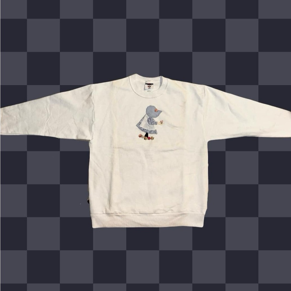 Jerzees Crewneck ugly Sweater with Embroidered flower girl